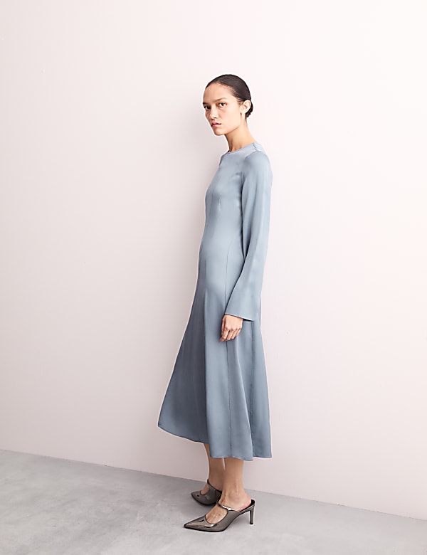 Satin Crepe Midi Column Dress - FR