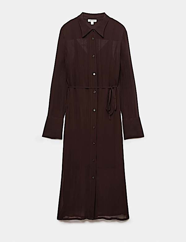 Georgette Collared Midi Shirt Dress - JE