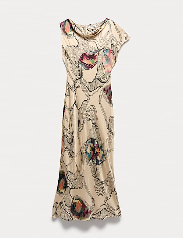 Oyster Print Cowl Neck Midaxi Column Dress - NL