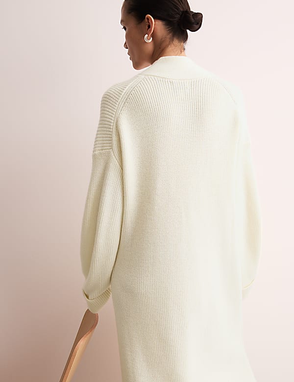 Pure Merino Wool Knitted V-Neck Dress - CA