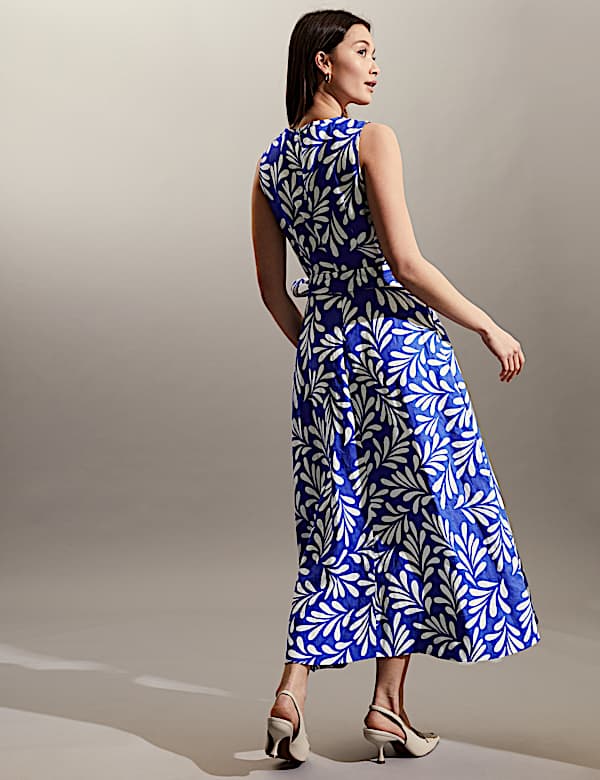 Pure Linen Floral Fit & Flare Dress - CA