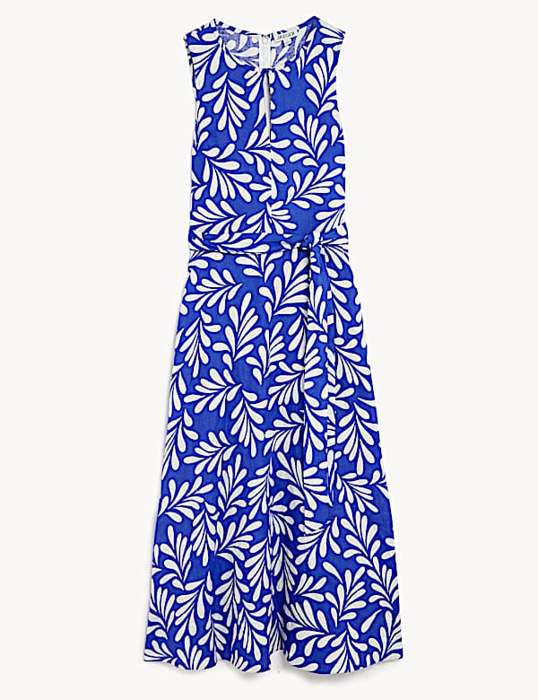 Pure Linen Floral Fit & Flare Dress - CA