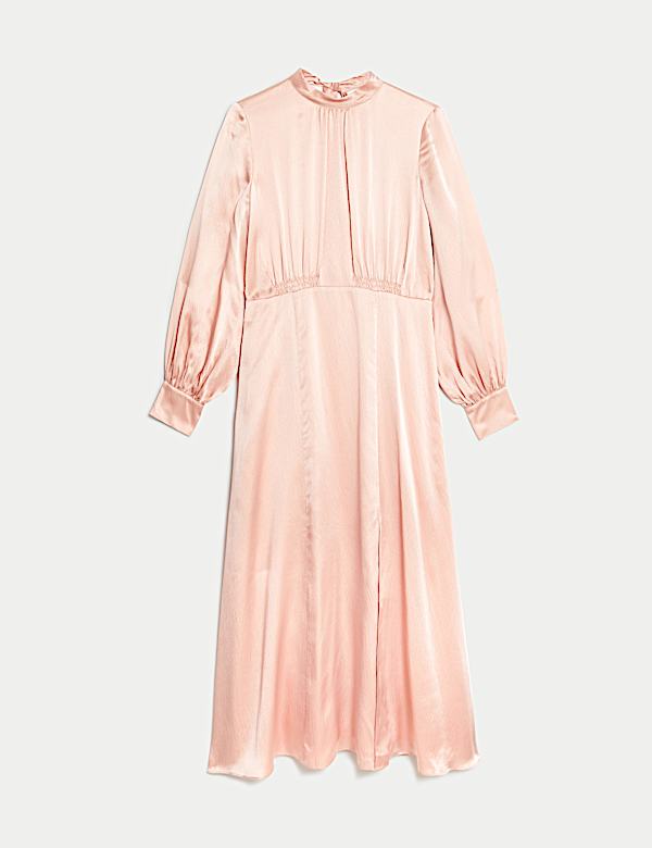 Gaun Skater Maxi Bertekstur Sutra Murni - ID