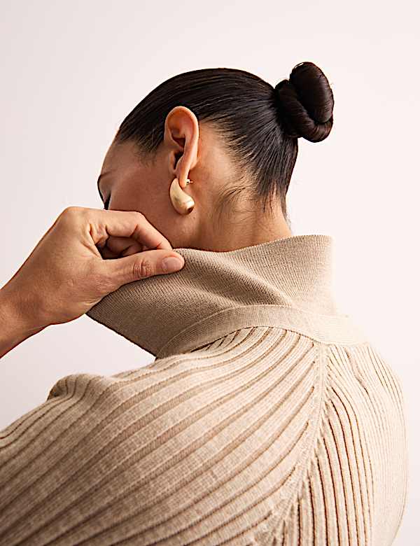 Robe midi coupe droite en maille 100 % laine mérinos - CA