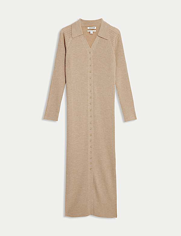 Robe midi coupe droite en maille 100 % laine mérinos - CA