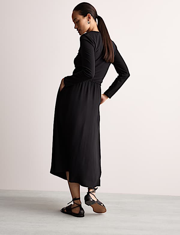 Taliowana dżersejowa sukienka midi z mieszanki bawełny - PL