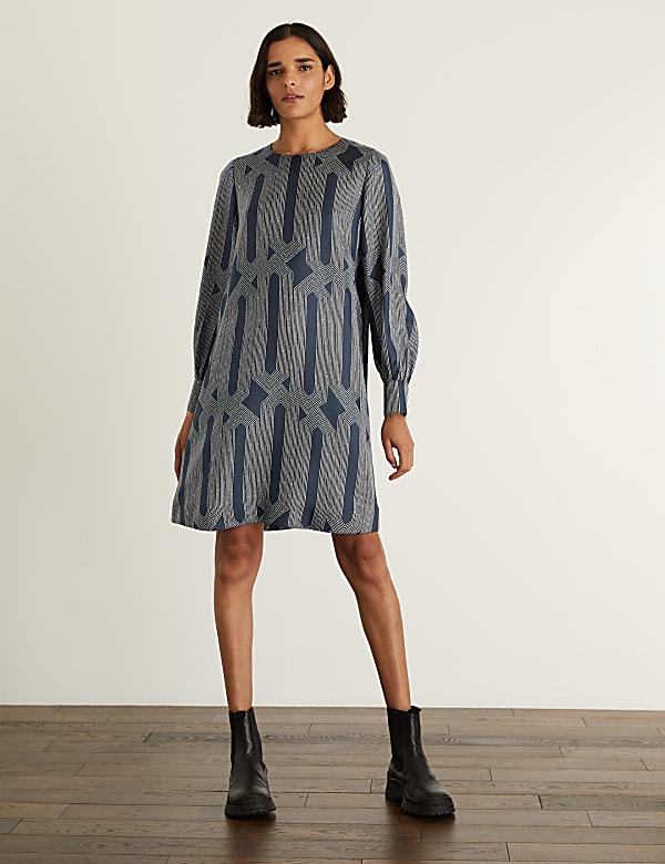 Silk Rich Printed Mini Shift Dress