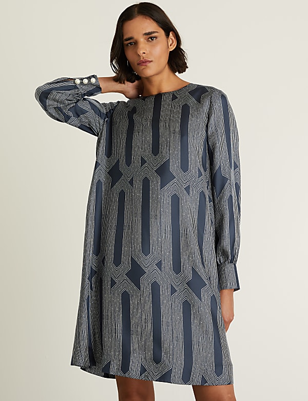 Silk Rich Printed Mini Shift Dress