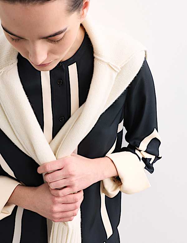 Vestido camisero por la rodilla de dise&ntilde;o geom&eacute;trico - ES