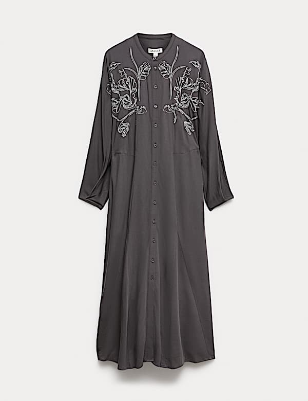 Geborduurde midi-skaterjurk met wol - NL