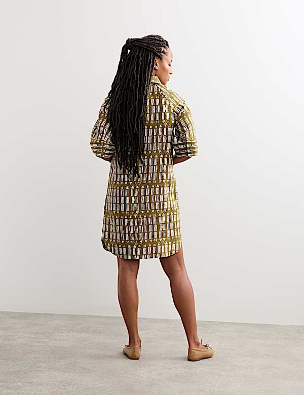 Pure Linen Dash Print Shift Dress - FR