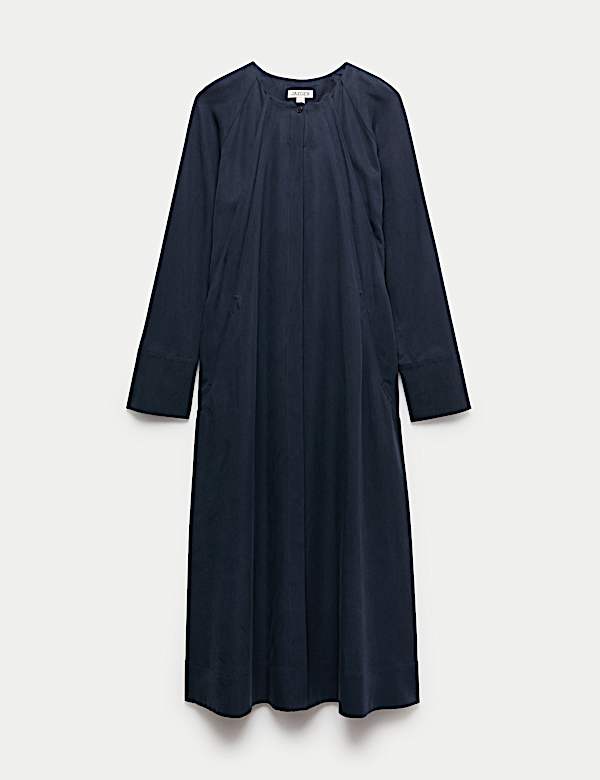 Robe midi &agrave; d&eacute;tail pliss&eacute; - BE