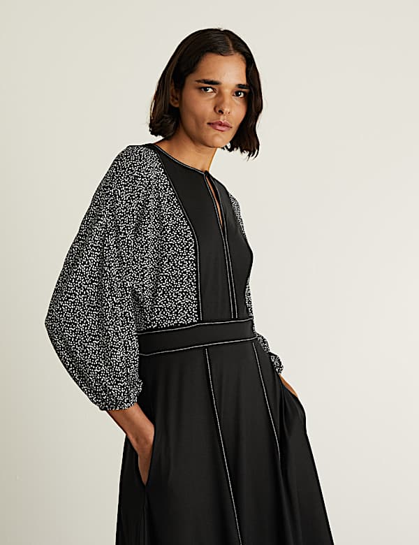 Jersey Polka Dot Maxi Waisted Dress - JE