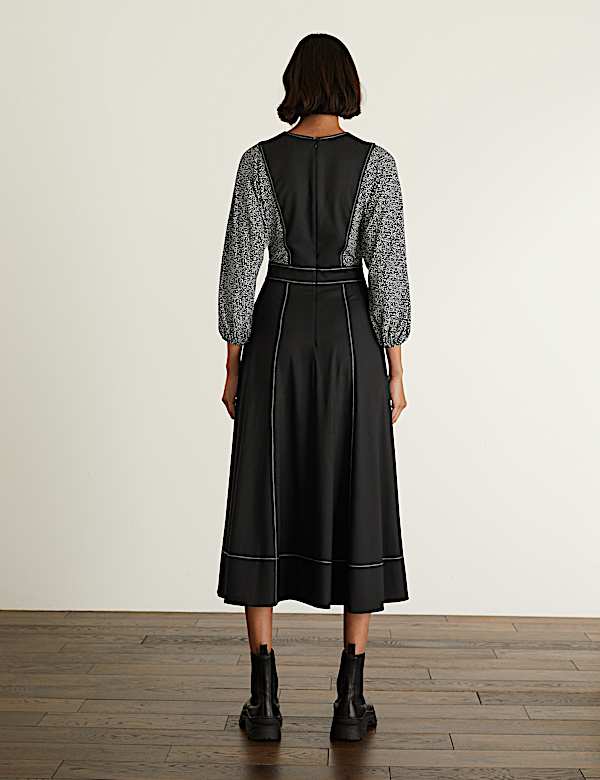 Jersey Polka Dot Maxi Waisted Dress - JE