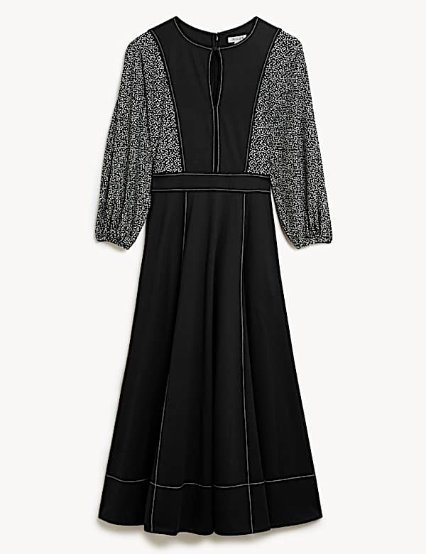 Jersey Polka Dot Maxi Waisted Dress - JE