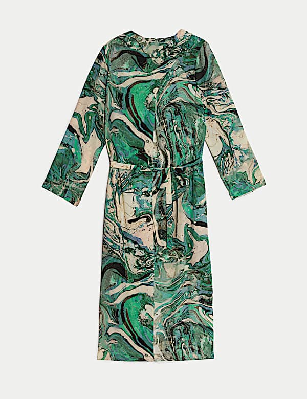 Midi-kokerjurk met marmerprint - BE