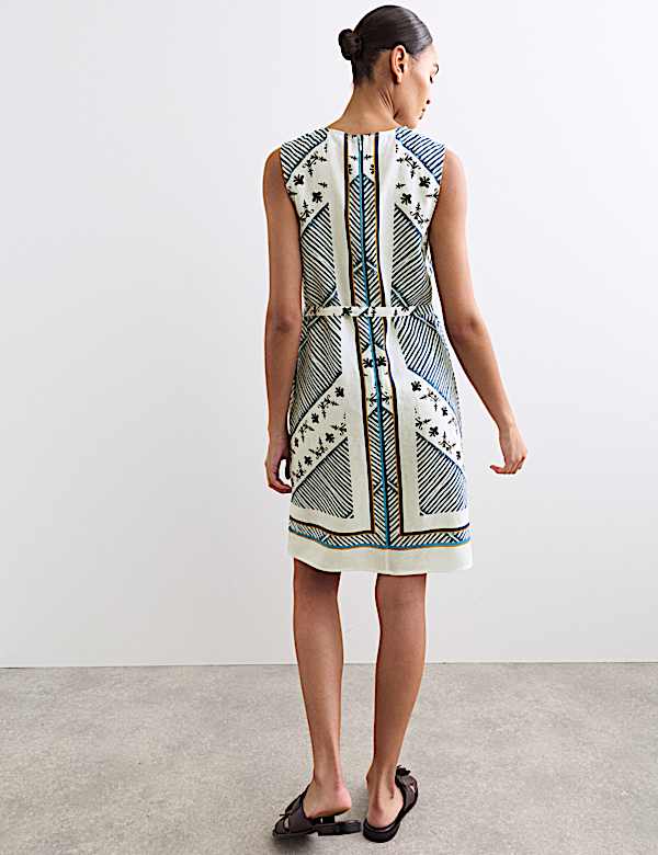 Robe tube longueur genou 100 % lin imprim&eacute; - CA