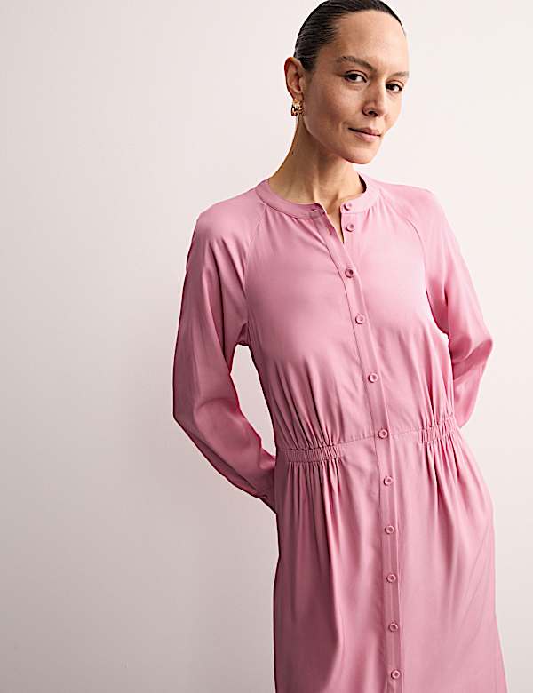 Μίντι μεσάτο φόρεμα με κουμπιά σε όλο το μήκος και χαλαρή γραμμή - GR