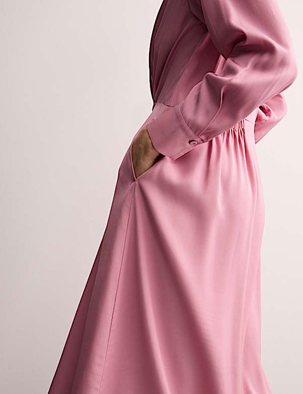 Μίντι μεσάτο φόρεμα με κουμπιά σε όλο το μήκος και χαλαρή γραμμή - GR