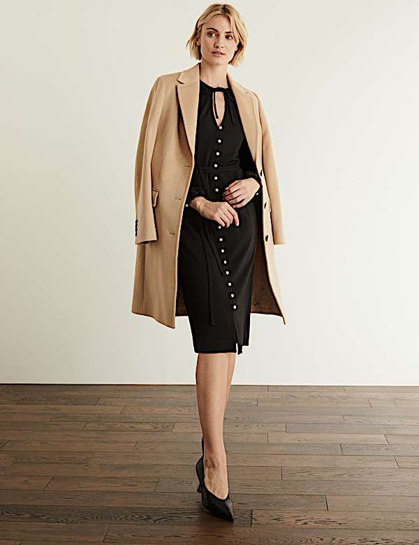 Jersey Tie Neck Button Through Midi Dress - AU