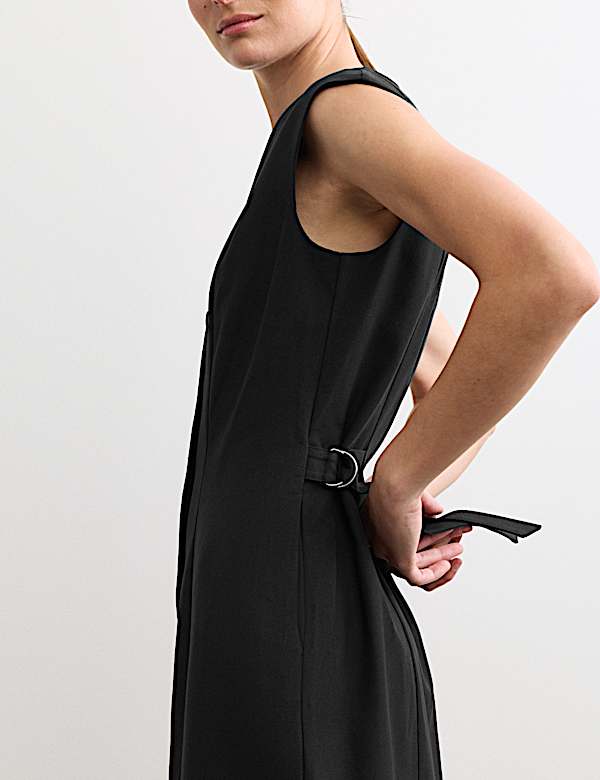 Cotton Blend V-Neck Midaxi Column Dress - FR