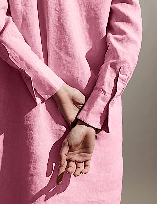 Robe tube 100&nbsp;% lin longueur genou &agrave; col V - BE