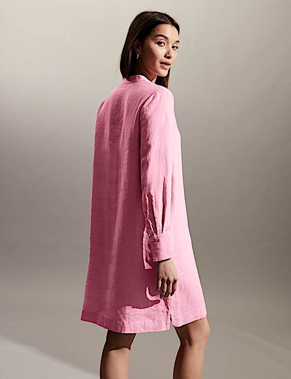 Robe tube 100&nbsp;% lin longueur genou &agrave; col V - BE