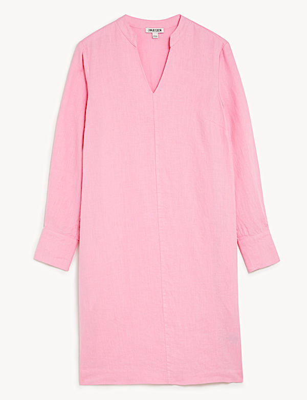 Robe tube 100&nbsp;% lin longueur genou &agrave; col V - BE