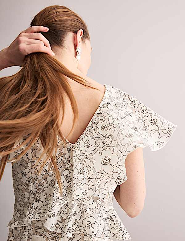 Floral Frill Detail Midi Tea Dress - GR