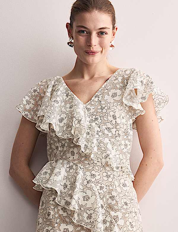 Floral Frill Detail Midi Tea Dress - GR