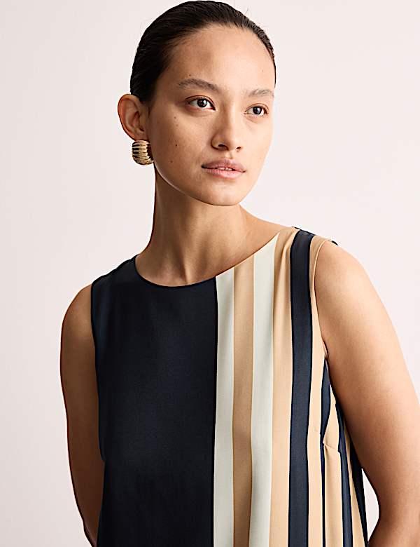 Robe coupe droite midi à décolleté rond à imprimé foulard - CA