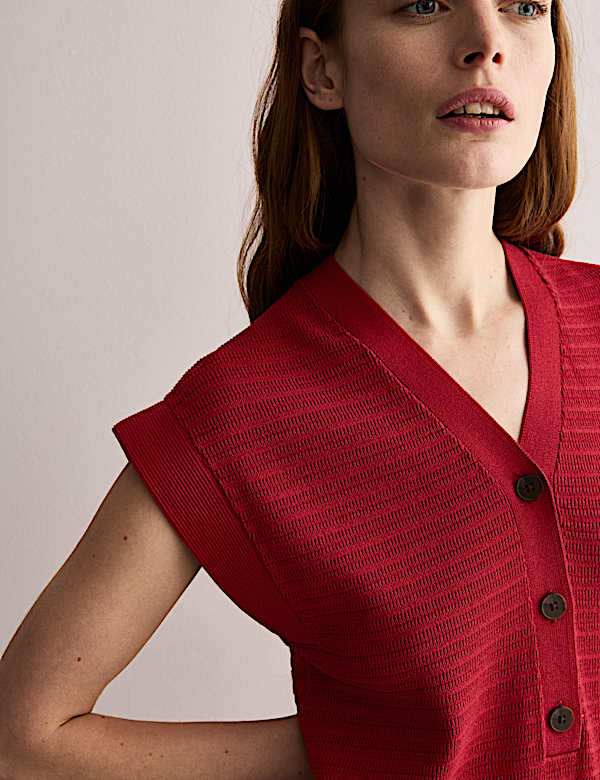 Μίντι πλεκτό φόρεμα με λαιμόκοψη V από σύμμεικτο βαμβάκι - GR