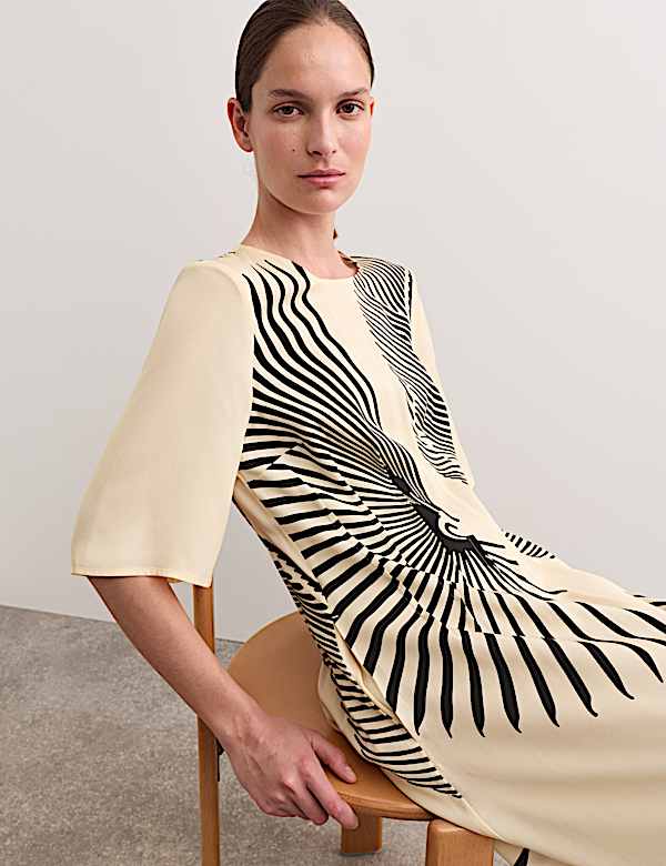 Robe midi &agrave; imprim&eacute; &eacute;ventail - CA