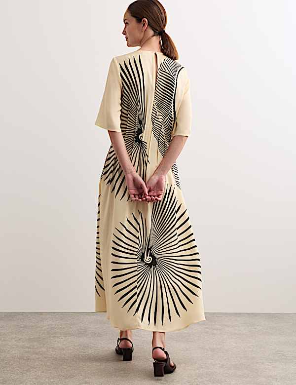 Robe midi &agrave; imprim&eacute; &eacute;ventail - CA