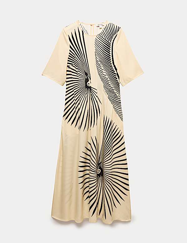 Robe midi &agrave; imprim&eacute; &eacute;ventail - CA