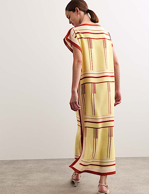 Pure Silk Printed Midi Column Dress - BE