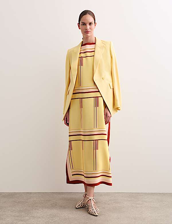 Pure Silk Printed Midi Column Dress - BE