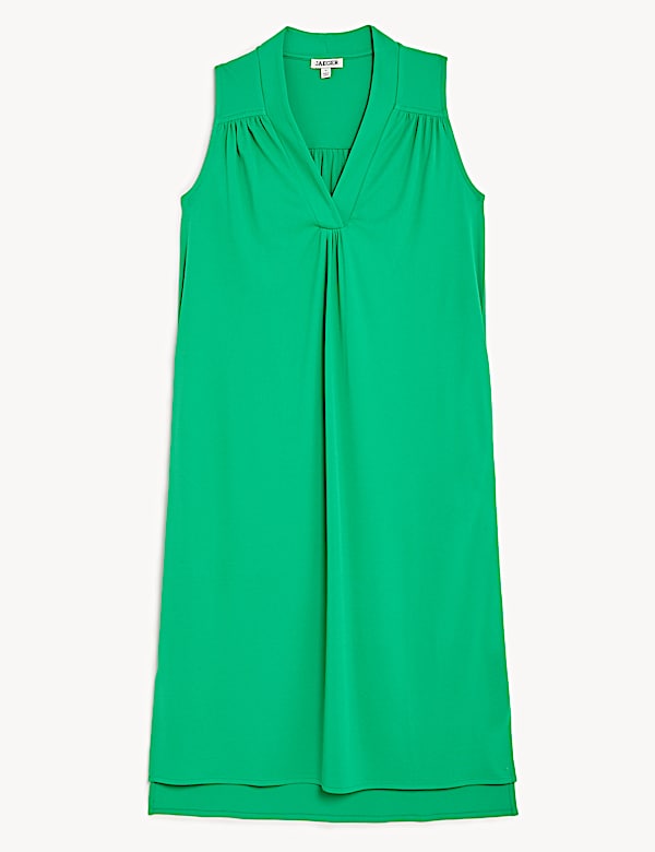 V-Neck Midi Relaxed Shift Dress - ES