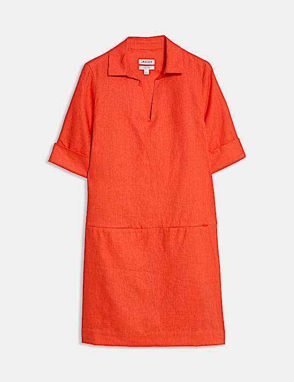 Robe tube 100 % lin longueur genou à col V - CA