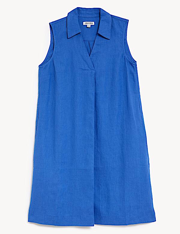 Robe tube sans manches 100&nbsp;% lin &agrave; col V - BE