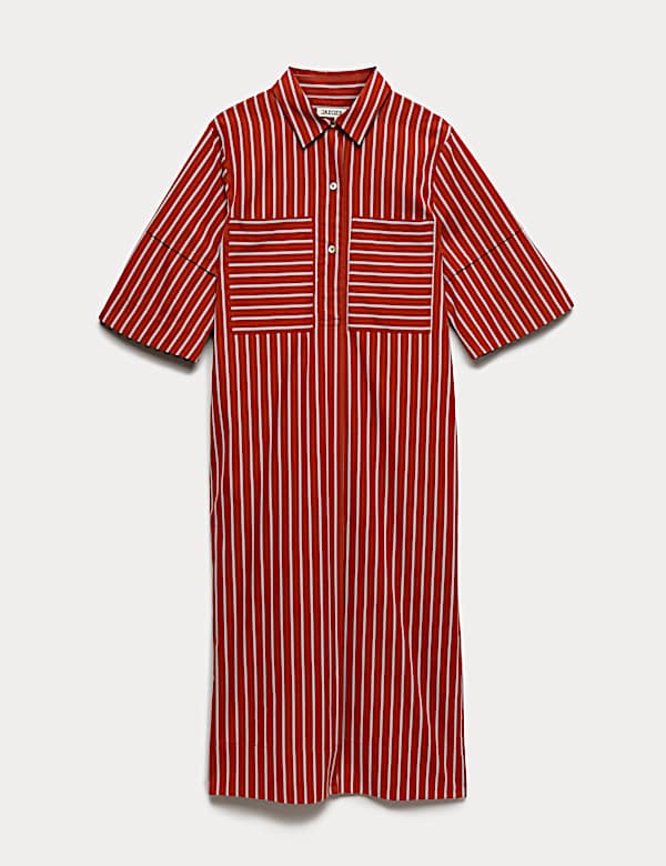 Pure Cotton Striped Midi Shirt Dress - CA
