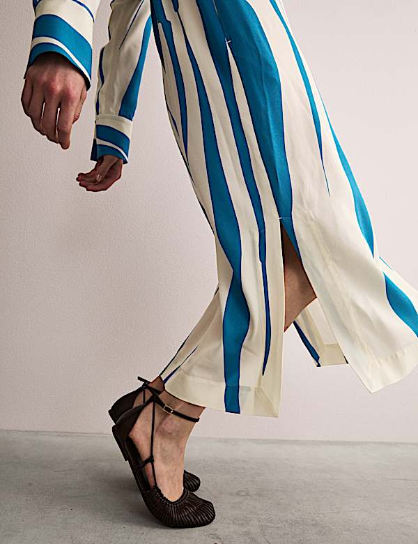 Striped Midi Shirt Dress - GR