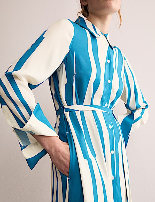 Striped Midi Shirt Dress - GR