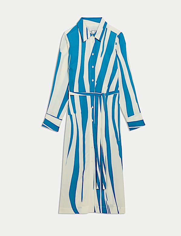 Striped Midi Shirt Dress - GR
