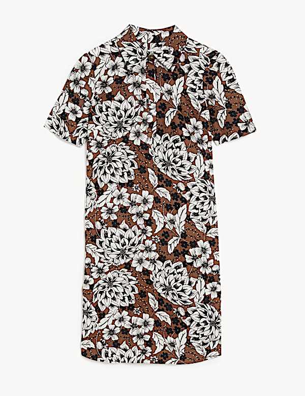 Robe chemise coupe courte 100&nbsp;% lin &agrave; motif fleuri - BE