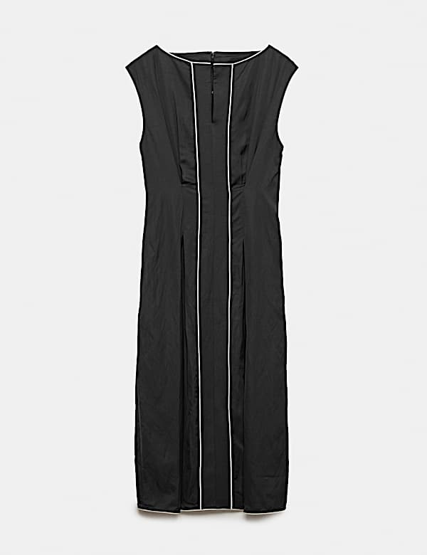 Robe coupe droite midaxi en satin avec lin - CA