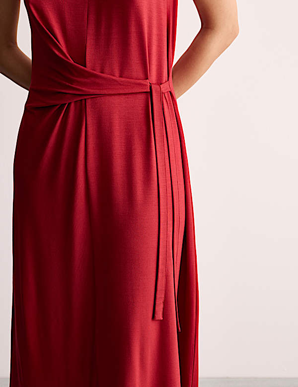 Robe midi en jersey à taille ajustée et nouée - CA