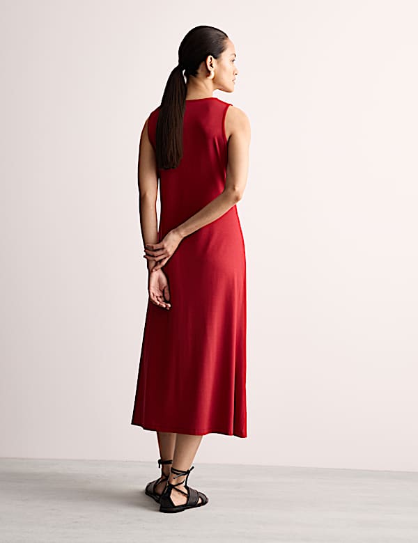 Robe midi en jersey à taille ajustée et nouée - CA