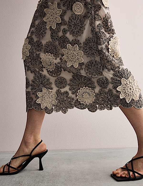 Gebloemde midi-kokerjurk - NL