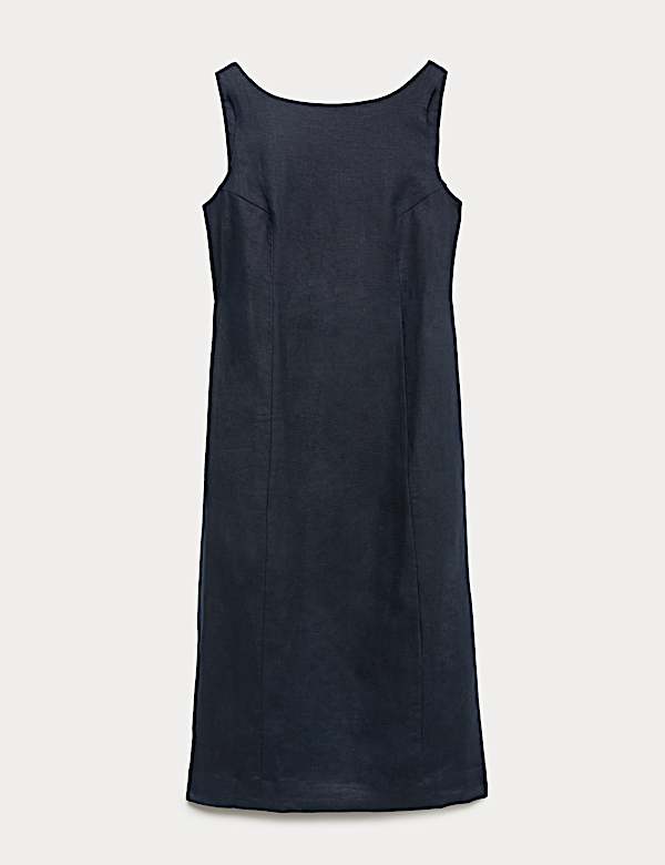 Pure Linen Slash Neck Midi Column Dress | NAVY | Dresses | M&S CA